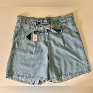 NWT Vero Mode High Waist Loose Tie Lyocell Light Blue Summer Shorts - Large